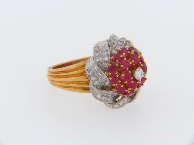 18K-YG RUBY AND DIAMOND RING