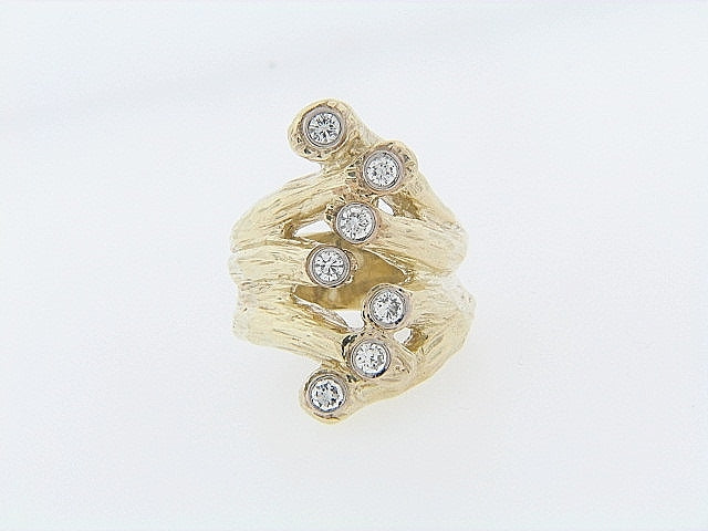 14K-YG NATURALISTIC DESIGN DIAMOND RING | 18 Karat Appraisers | Beverly Hills, CA | Fine Jewelry