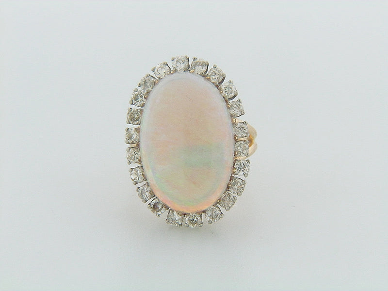 14K YELLOW GOLD OPAL AND DIAMOND RING | 18 Karat Appraisers | Beverly Hills, CA | Fine Jewelry