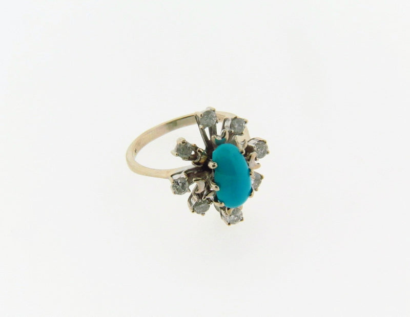 18K White Gold Turquoise and Diamond Ring | 18 Karat Appraisers | Beverly Hills, CA | Fine Jewelry