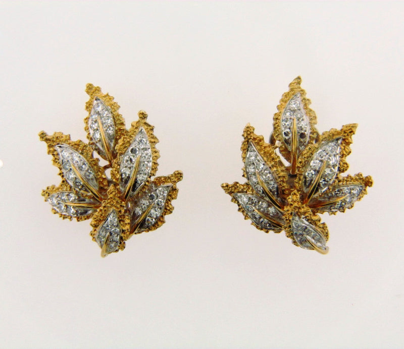 18K Yellow Gold and White Gold Diamond Earrings | 18 Karat Appraisers | Beverly Hills, CA | Fine Jewelry