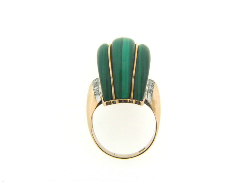 14K Yellow Gold Malachite and Diamond Ring | 18 Karat Appraisers | Beverly Hills, CA | Fine Jewelry