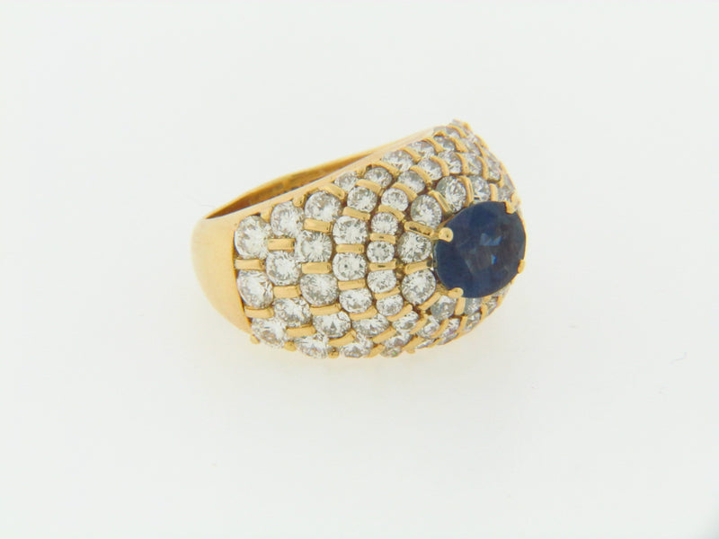 18K YELLOW GOLD SAPPHIRE AND DIAMOND RING | 18 Karat Appraisers | Beverly Hills, CA | Fine Jewelry