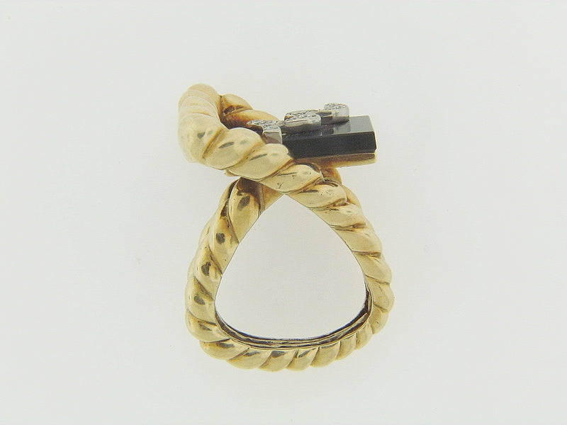 18K YELLOW GOLD ONYX AND DIAMOND RING | 18 Karat Appraisers | Beverly Hills, CA | Fine Jewelry