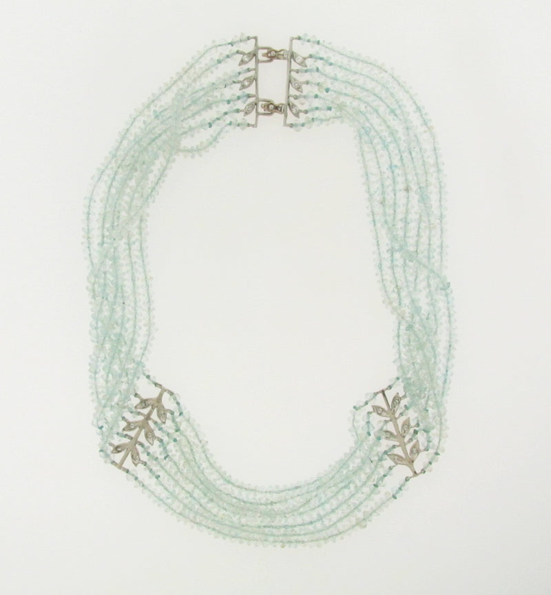 PLATINUM AQUA BEAD AND DIAMOND NECKLACE | 18 Karat Appraisers | Beverly Hills, CA | Fine Jewelry