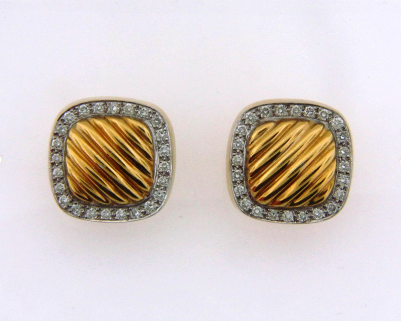 18K Yellow Gold, White Gold Diamond Earrings