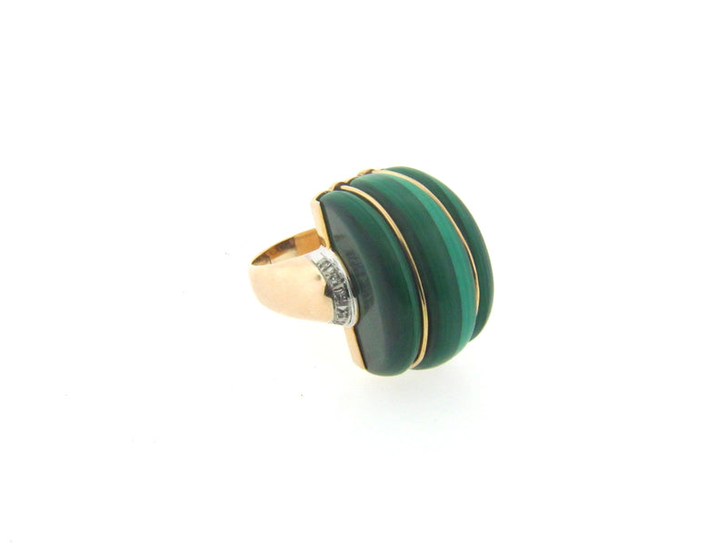 14K Yellow Gold Malachite and Diamond Ring | 18 Karat Appraisers | Beverly Hills, CA | Fine Jewelry