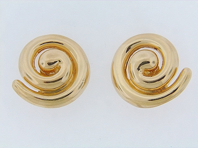 18K-YG SWIRL EARCLIPS BY "TURI"