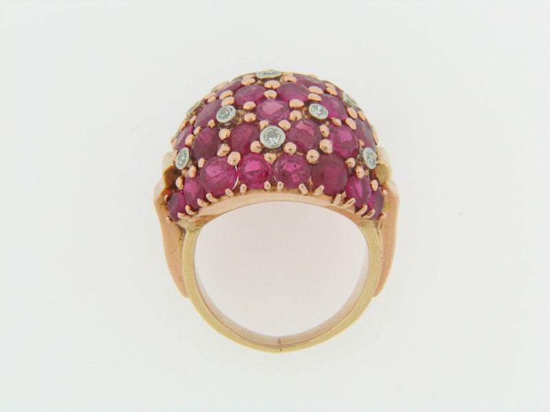 18K YELLOW AND ROSE GOLD RUBY AND DIAMOND RING | 18 Karat Appraisers | Beverly Hills, CA | Fine Jewelry