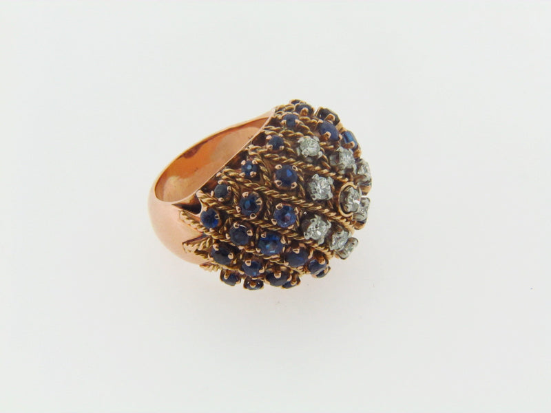 18K-RG+YG DIAMOND AND SAPPHIRE RING