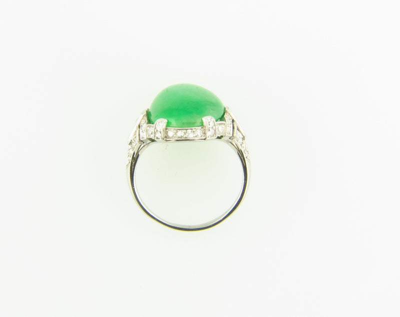 Art Deco, Platinum Jade and Diamond Ring