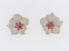 18K-YG QUARTZ AND PINK SAPPHIRE EARRINGS BY "SEAMAN SCHEPPS"