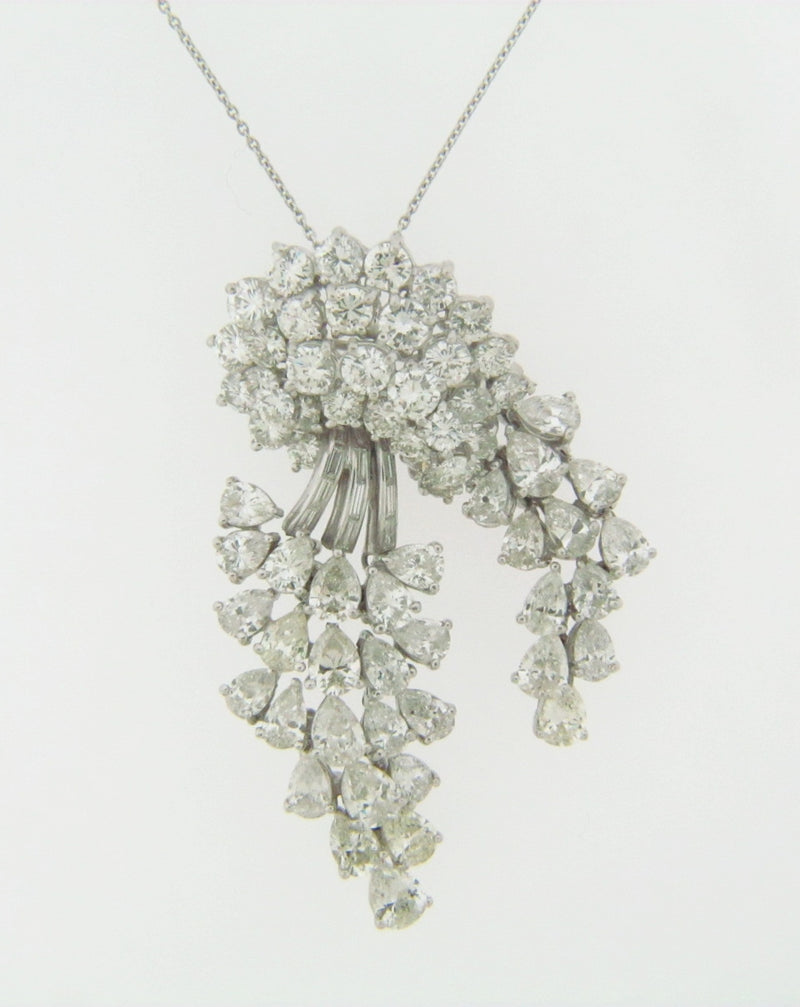 Platinum, Diamond Cascade Brooch / Pendant | 18 Karat Appraisers | Beverly Hills, CA | Fine Jewelry