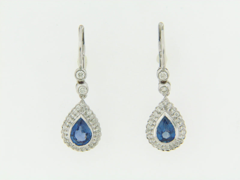 18K-WG SAPPHIRE AND DIAMOND DANGLE EARRINGS | 18 Karat Appraisers | Beverly Hills, CA | Fine Jewelry