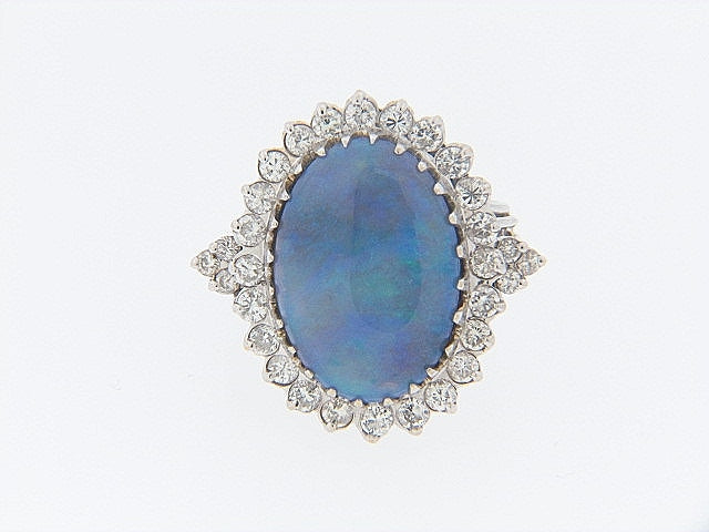 14K-WG OPAL AND DIAMOND RING