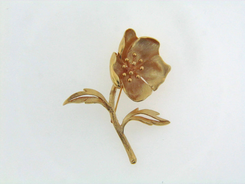 14K Yellow Gold Flower Brooch | 18 Karat Appraisers | Beverly Hills, CA | Fine Jewelry