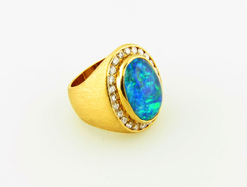 18K Yellow Gold, Opal and Diamond Ring | 18 Karat Appraisers | Beverly Hills, CA | Fine Jewelry