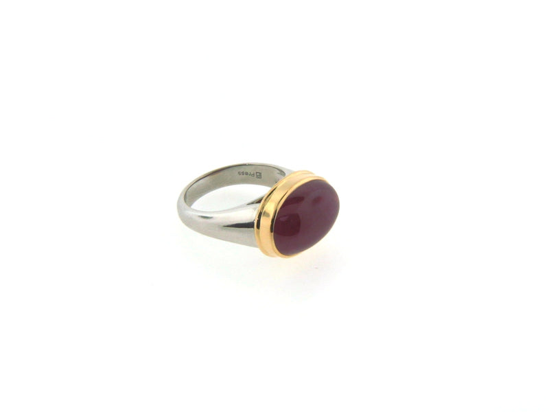 Platinum 18K Yellow Gold Cabochon Ruby Ring | 18 Karat Appraisers | Beverly Hills, CA | Fine Jewelry