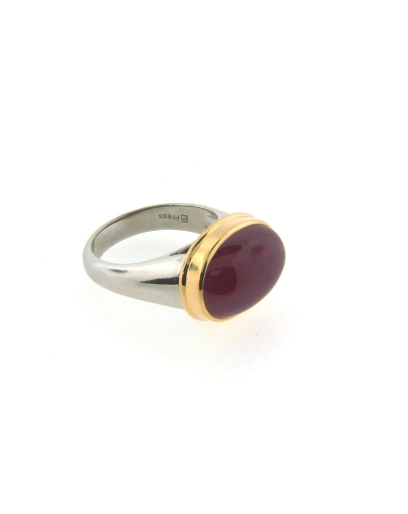 Platinum 18K Yellow Gold Cabochon Ruby Ring | 18 Karat Appraisers | Beverly Hills, CA | Fine Jewelry