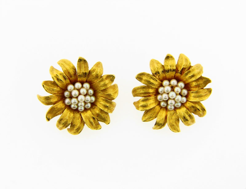 18K Yellow Gold Flower Earrings | 18 Karat Appraisers | Beverly Hills, CA | Fine Jewelry