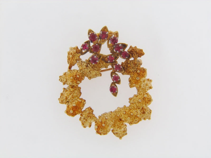 18K-YG RUBY BROOCH | 18 Karat Appraisers | Beverly Hills, CA | Fine Jewelry