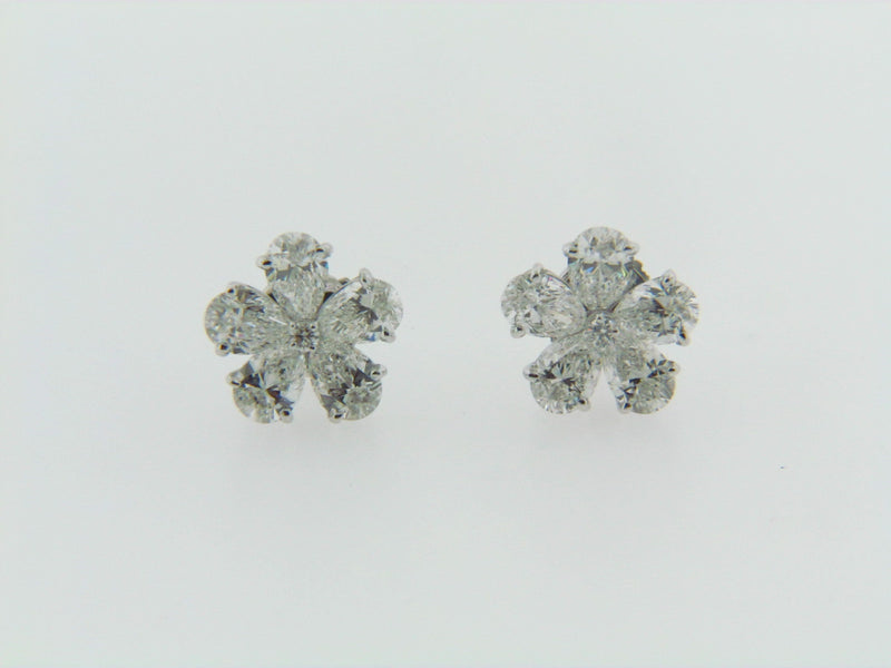 18K White Gold Diamond Flower Earrings by "Bvlgari" | 18 Karat Appraisers | Beverly Hills, CA | Fine Jewelry