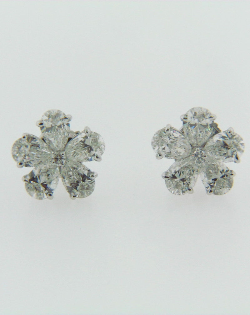 18K White Gold Diamond Flower Earrings by 