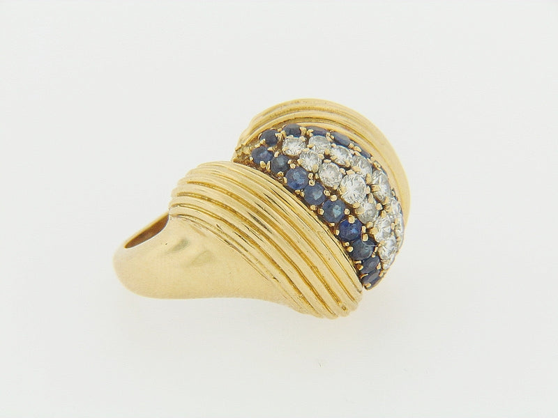 18K YELLOW GOLD DIAMOND AND SAPPHIRE RING | 18 Karat Appraisers | Beverly Hills, CA | Fine Jewelry