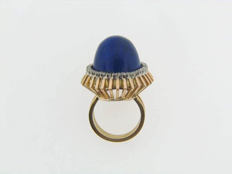 18K-YG LAPIS LAZULI AND DIAMOND RING