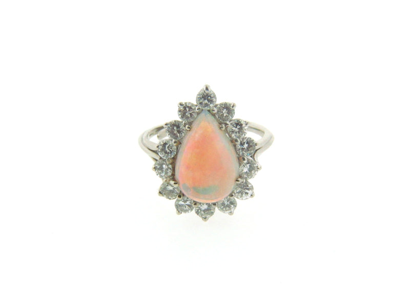 14K White Gold Opal and Diamond Ring | 18 Karat Appraisers | Beverly Hills, CA | Fine Jewelry