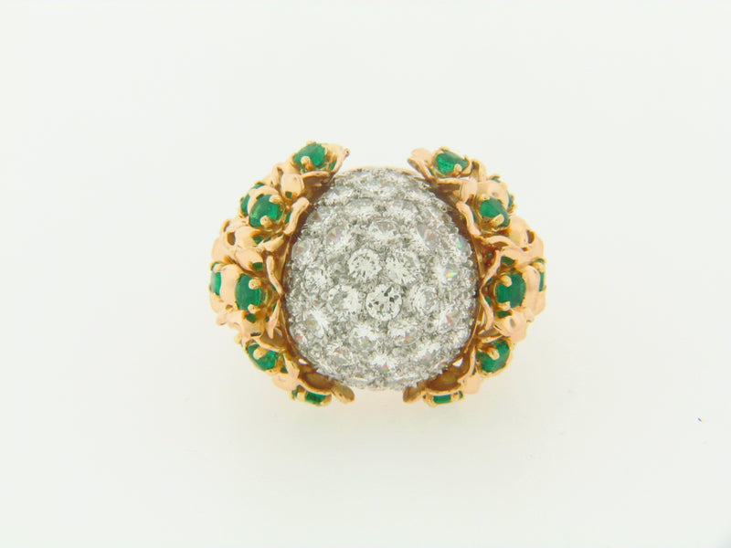 18K YELLOW GOLD DIAMOND AND EMERALD RING | 18 Karat Appraisers | Beverly Hills, CA | Fine Jewelry