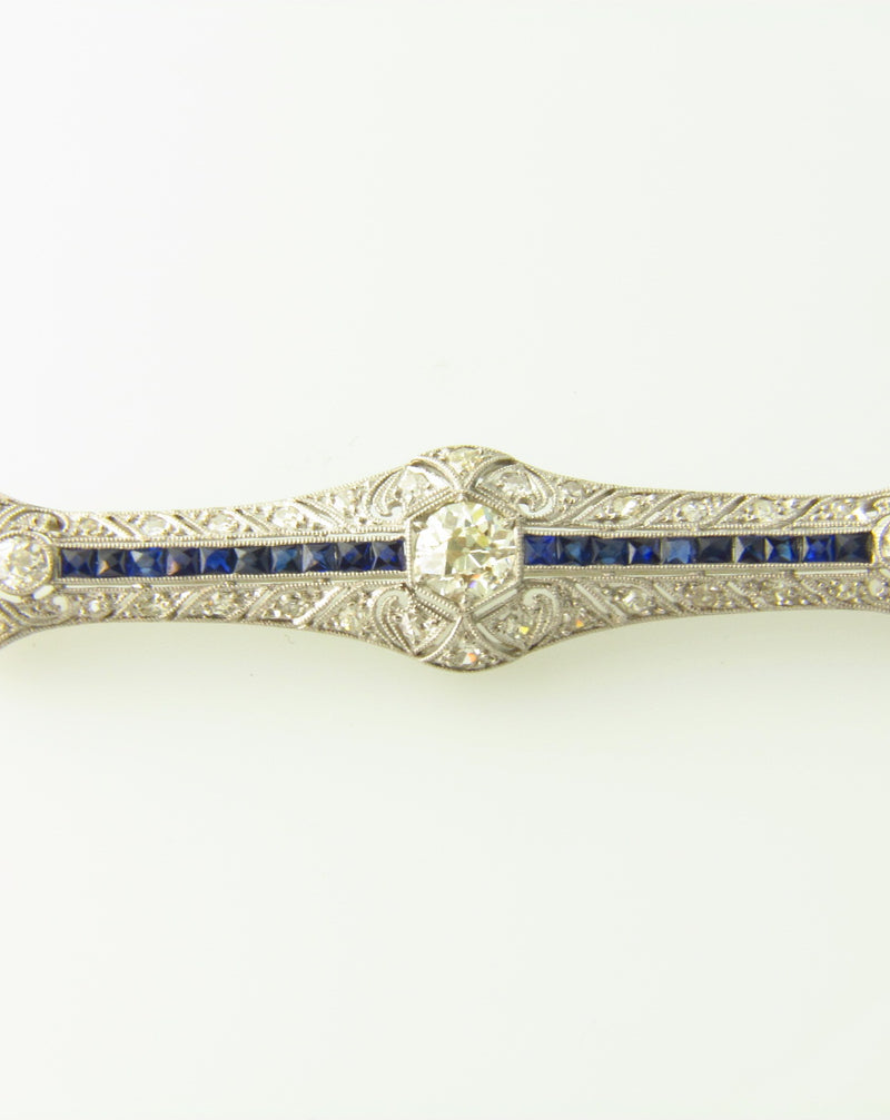 Art Deco, Platinum Diamond and Sapphire Brooch | 18 Karat Appraisers | Beverly Hills, CA | Fine Jewelry