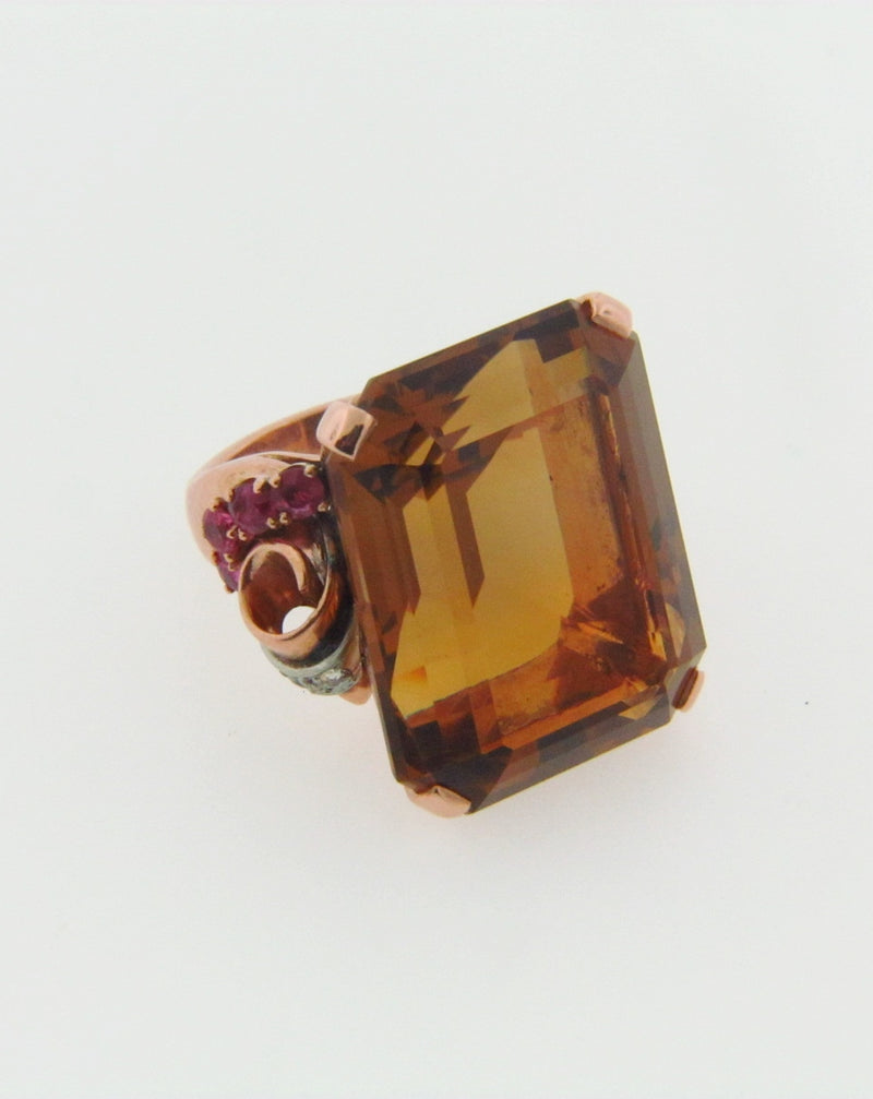 18K ROSE GOLD CITRINE, RUBY, AND DIAMOND RING | 18 Karat Appraisers | Beverly Hills, CA | Fine Jewelry