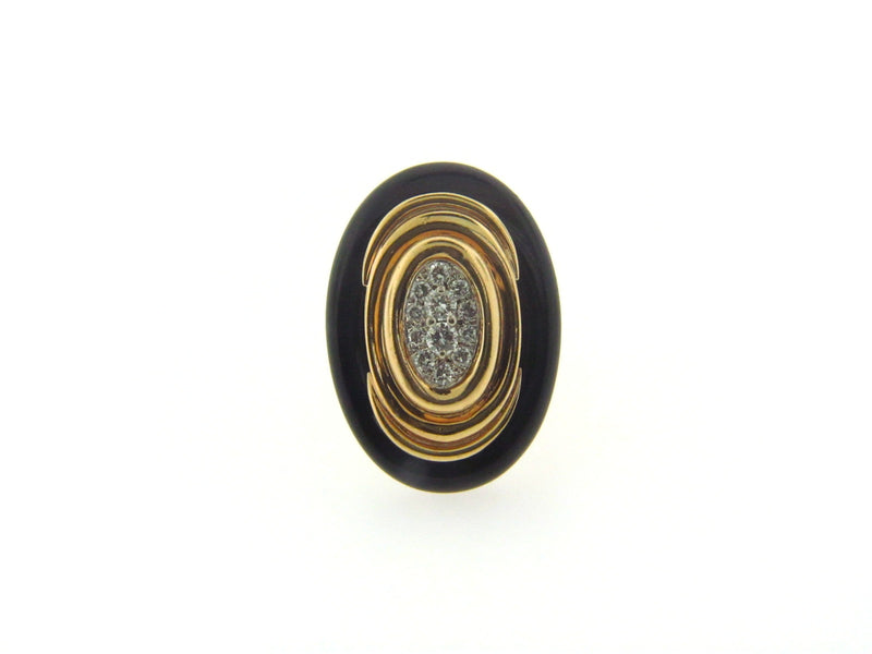 18K Yellow Gold Diamond and Black Onyx Ring | 18 Karat Appraisers | Beverly Hills, CA | Fine Jewelry