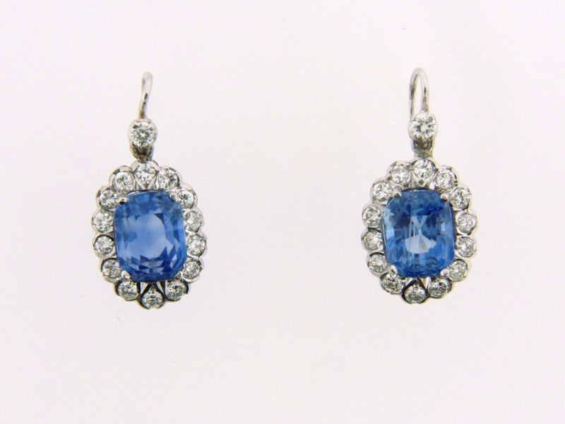 14K White Gold Sapphire and Diamond Dangling Earrings | 18 Karat Appraisers | Beverly Hills, CA | Fine Jewelry