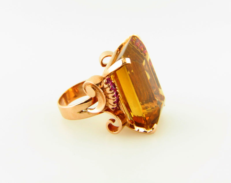 Retro 14K Rose Gold, Citrine and Ruby Ring | 18 Karat Appraisers | Beverly Hills, CA | Fine Jewelry