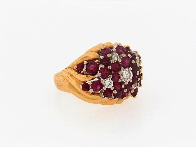 18K-YG RUBY AND DIAMOND RING