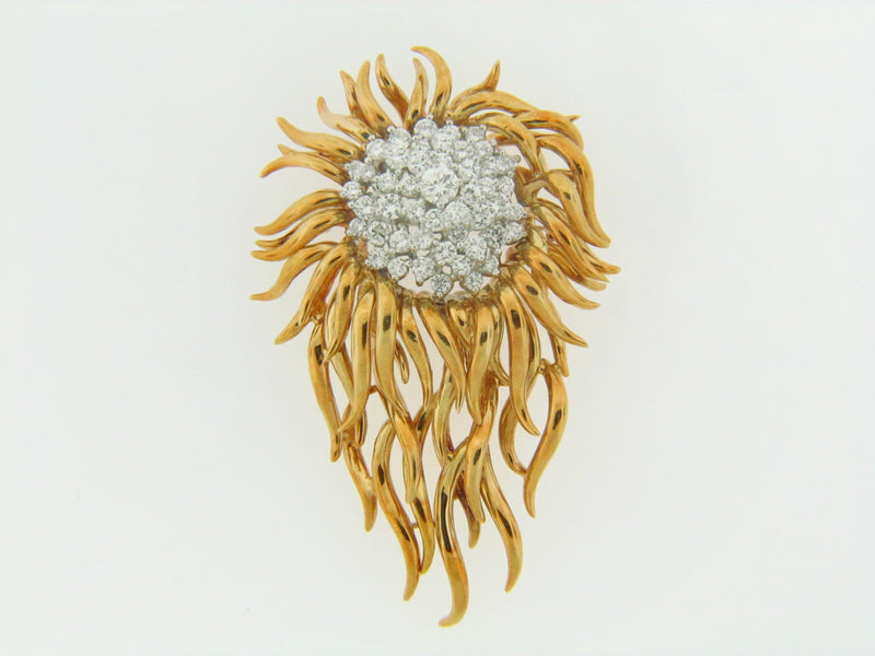 18K YELLOW GOLD DIAMOND BROOCH | 18 Karat Appraisers | Beverly Hills, CA | Fine Jewelry