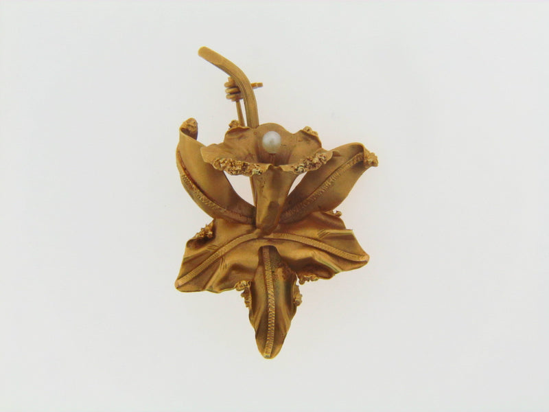 18K YELLOW GOLD FLORAL MOTIF BROOCH | 18 Karat Appraisers | Beverly Hills, CA | Fine Jewelry