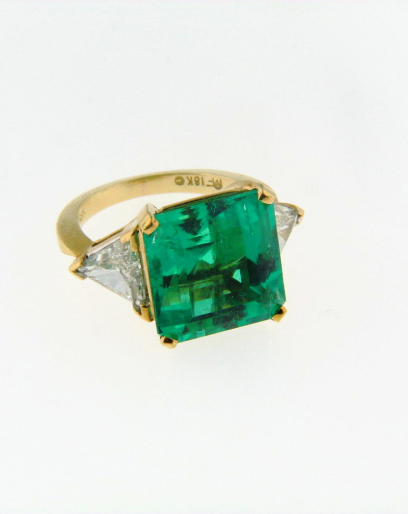 18K Yellow Gold Emerald and Diamond Ring | 18 Karat Appraisers | Beverly Hills, CA | Fine Jewelry