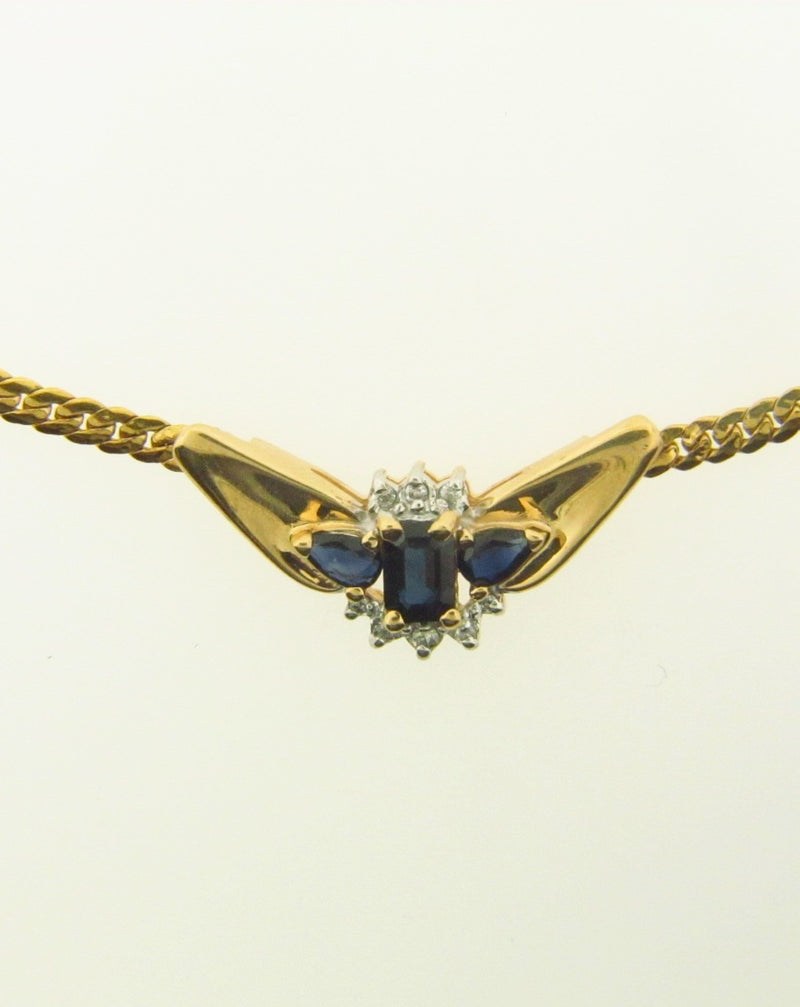 14K Yellow Gold Sapphire and Diamond Necklace | 18 Karat Appraisers | Beverly Hills, CA | Fine Jewelry