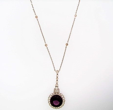 PLATINUM AMETHYST AND DIAMOND PENDANT