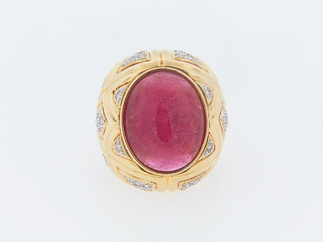 18K-YG PINK TOURMALINE AND DIAMOND RING | 18 Karat Appraisers | Beverly Hills, CA | Fine Jewelry