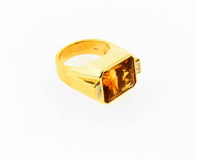 18K Yellow Gold Citrine and Diamond Ring | 18 Karat Appraisers | Beverly Hills, CA | Fine Jewelry