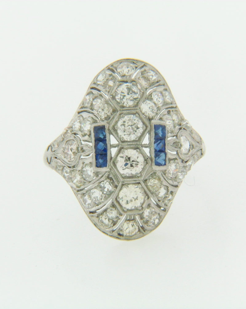 PLATINUM DIAMOND AND SAPPHIRE RING | 18 Karat Appraisers | Beverly Hills, CA | Fine Jewelry