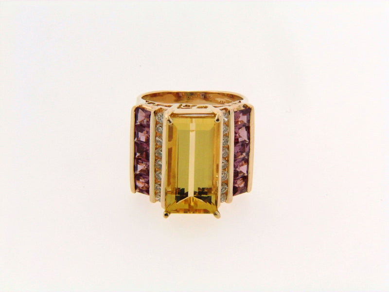 14K Yellow Gold Citrine, Ruby, and Diamond Ring | 18 Karat Appraisers | Beverly Hills, CA | Fine Jewelry