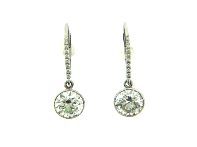 Platinum and 14K White Gold Diamond Dangling Earrings