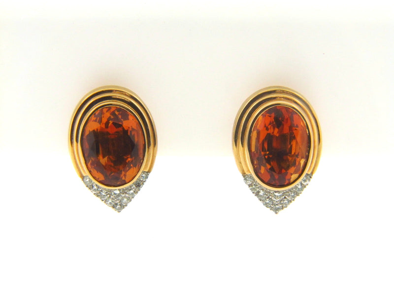 18K Yellow Gold Citrine and Diamond Earclips | 18 Karat Appraisers | Beverly Hills, CA | Fine Jewelry