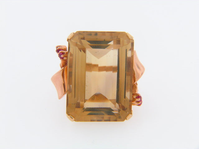 14K-RG CITRINE AND RUBY RING