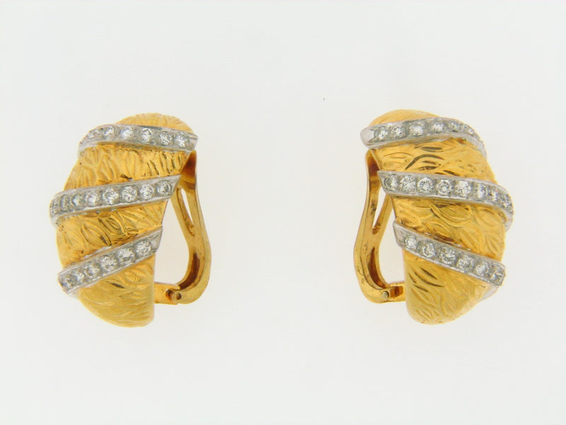 18K YELLOW GOLD AND WHITE GOLD DIAMOND EARRINGS | 18 Karat Appraisers | Beverly Hills, CA | Fine Jewelry